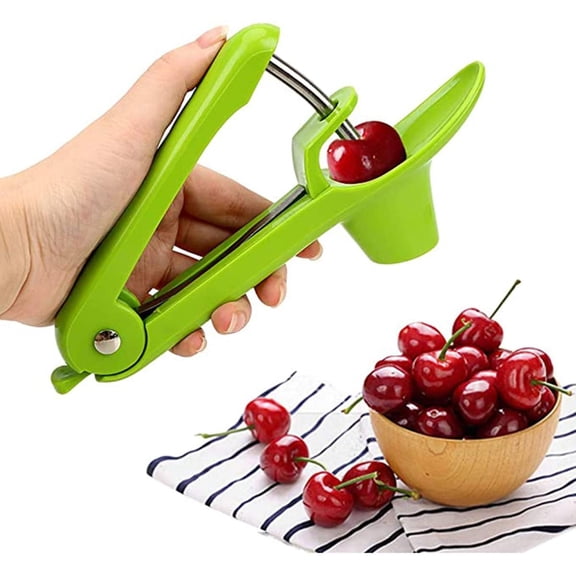 Cherry Pitter Tool Cherry Remover 20 x 8 x 3.5cm Stainless Steel and Plastic Push-On Design Cherry Core Remover Pitter, Quickly Removes The Cherry Core (Green)
