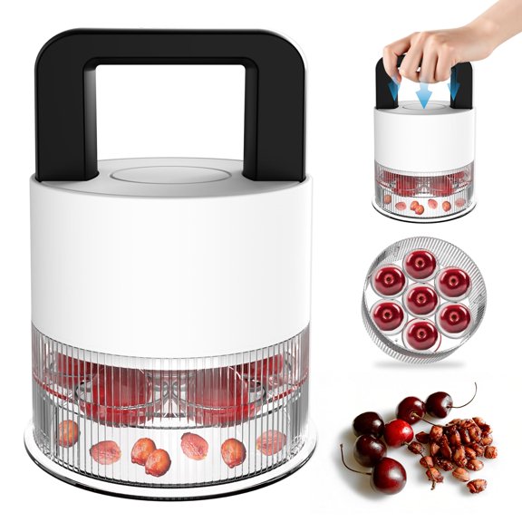 Cherry Pitter Tool,Pit 7 Cherries at Once,Multi-Function Pitting Tool, Portable Cherries Corer Stoner Seed Tool with Ergonomic Push Design,Easy to Use for Making Cherry Jam (Black)