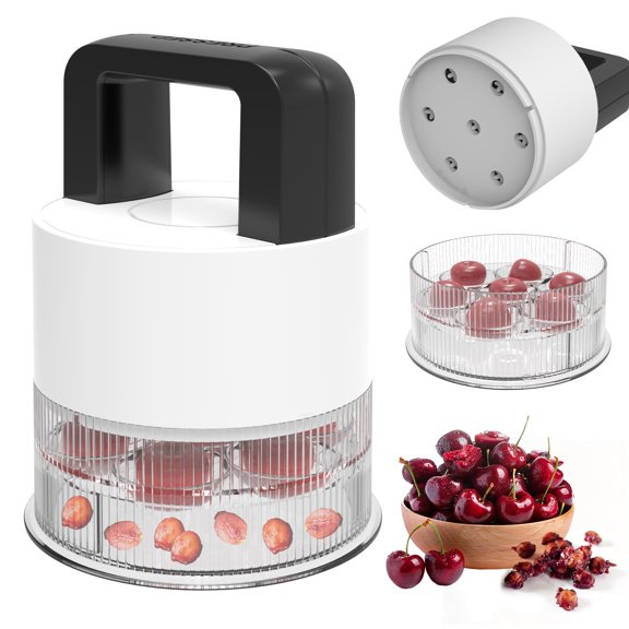 Cherry Pitter Tool,Pit 7 Cherries at Once,Multi-Function Pitting Tool, Portable Cherries Corer Stoner Seed Tool with Ergonomic Push Design,Easy to Use for Making Cherry Jam (Black)