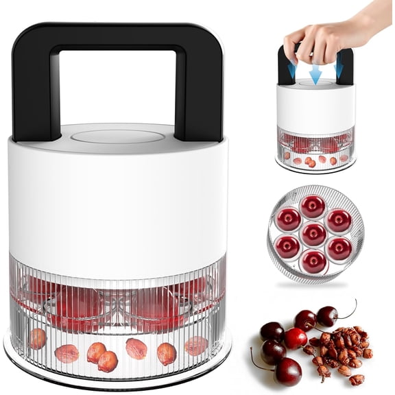 Cherry Pitter Tool,Pit 7 Cherries at Once,Multi-Function Pitting Tool, Portable Cherries Corer Stoner Seed Tool with Ergonomic Push Design,Easy to Use for Making Cherry Jam (Black)
