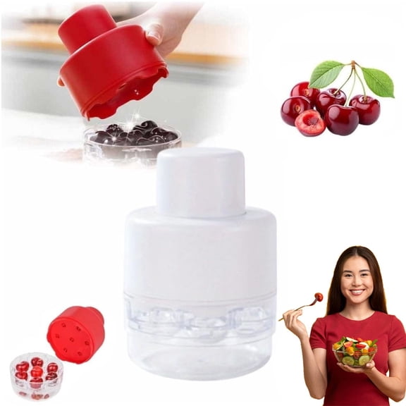 Cherry Pitter Tool Pit Remover, 2026 Upgraded 7-in-1 Portable Cherry Core Remover Stoner Pitter Quick Release, 7 Holes - Multiple Corer Tool for for Kitchen, Cake Shop, Fruit Salad (1PC)