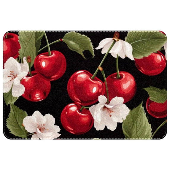 Cherry Polyester Non-Slip Machine Washable Door Rug Game Mat Kitchen Rug Office Rugs