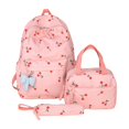 thumbnail image 1 of Cherry Print Backpack Set 3 in 1 Lightweight Multi‑Compartment Casual Daypack with Insulated Lunch Tote & Pouch Storage Backpack with Bow Pendant for Daily Commute Travel Casual Outings, 1 of 2