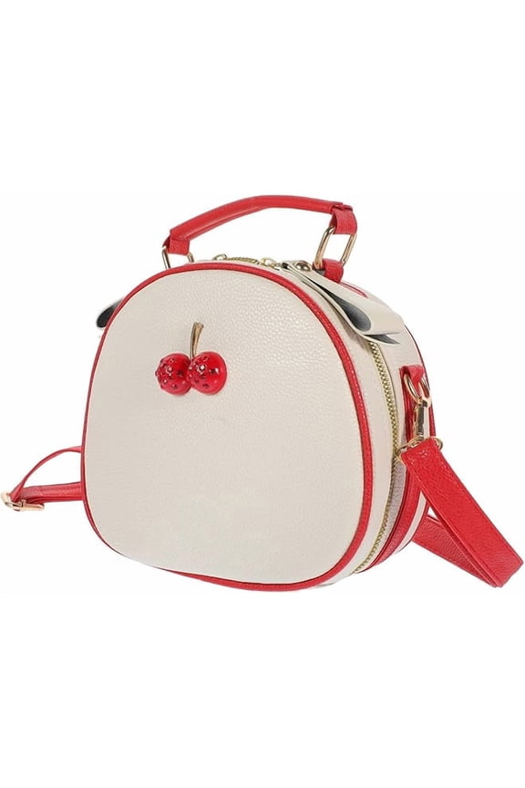 Cherry Print Crossbody Bag for Women, PU Leather Summer Shoulder Purse, Lightweight Everyday Handbag(DSF)