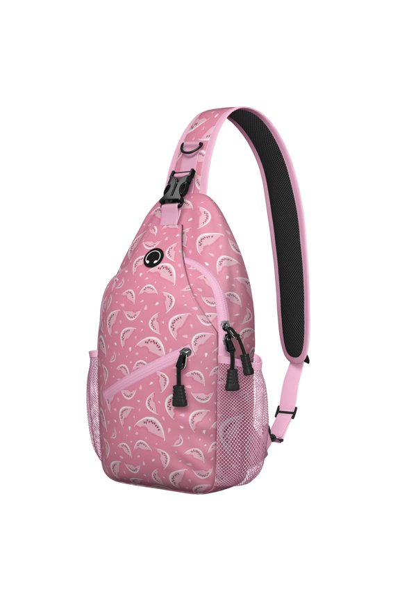 Cherry Print Lightweight Sling Backpack for Travel and Outdoor Activities, Cute Sweet Red and Pink Fruit Pattern Crossbody Bag with Artistic Candy Design, Durable Multi-Layer Storage for Cherry Lovers
