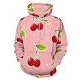 thumbnail image 1 of Cherry Print Pink Background Men's Women Vintage 3D Hooded Sweatshirt - All-Season Loose Fit Streetwear, 1 of 6