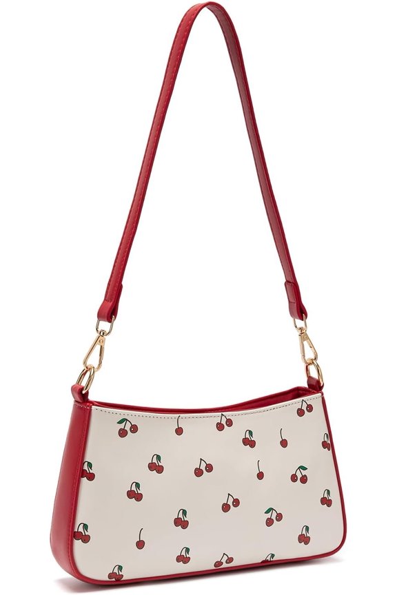 Cherry Print Purse For Women,Small Leather Y2k Handbag Cute Clutch