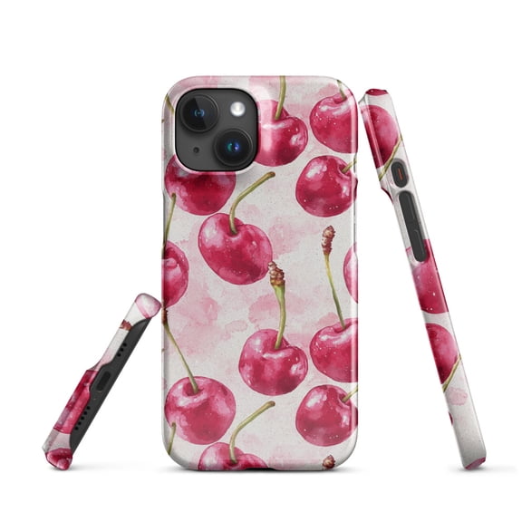 Cherry Print Snap case for iPhone®, Cherries with Stems Phone Case (iPhone 15)