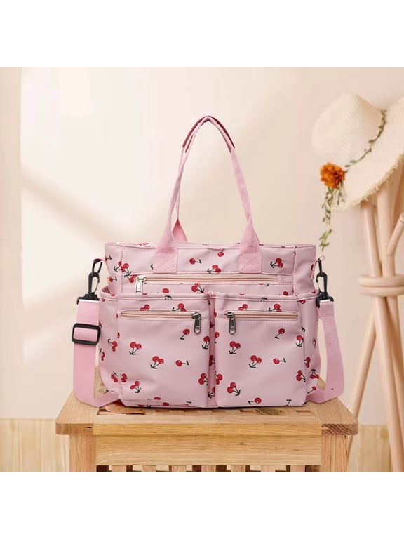 Cherry Print Tote Bag for Women,Lightweight Soft Handbag with Widened Hand Strap,Spacious Place Daily Supplies Storage Bag,Suitable for Daily Commute,Business Trip and Shopping