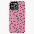 thumbnail image 1 of Cherry Print on Pink Fruit Pattern Phone Case for iPhone 16 15 14 13 12 11 Pro Max, 1 of 2