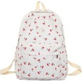 thumbnail image 1 of Cherry Printed Casual Backpack, Floral Pattern Lightweight Daypack, Multi Pocket Nylon Travel Rucksack, Adjustable Strap Fashion Carry Backpack, Soft Fabric Commuter Backpack, Cute Outdoor Pack, 1 of 7