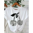 thumbnail image 1 of Cherry Printed T-Shirts, Casual T-Shirts with Short Sleeves And Spring And Summer Fashion Women'S Tops T-Shirts, 1 of 9