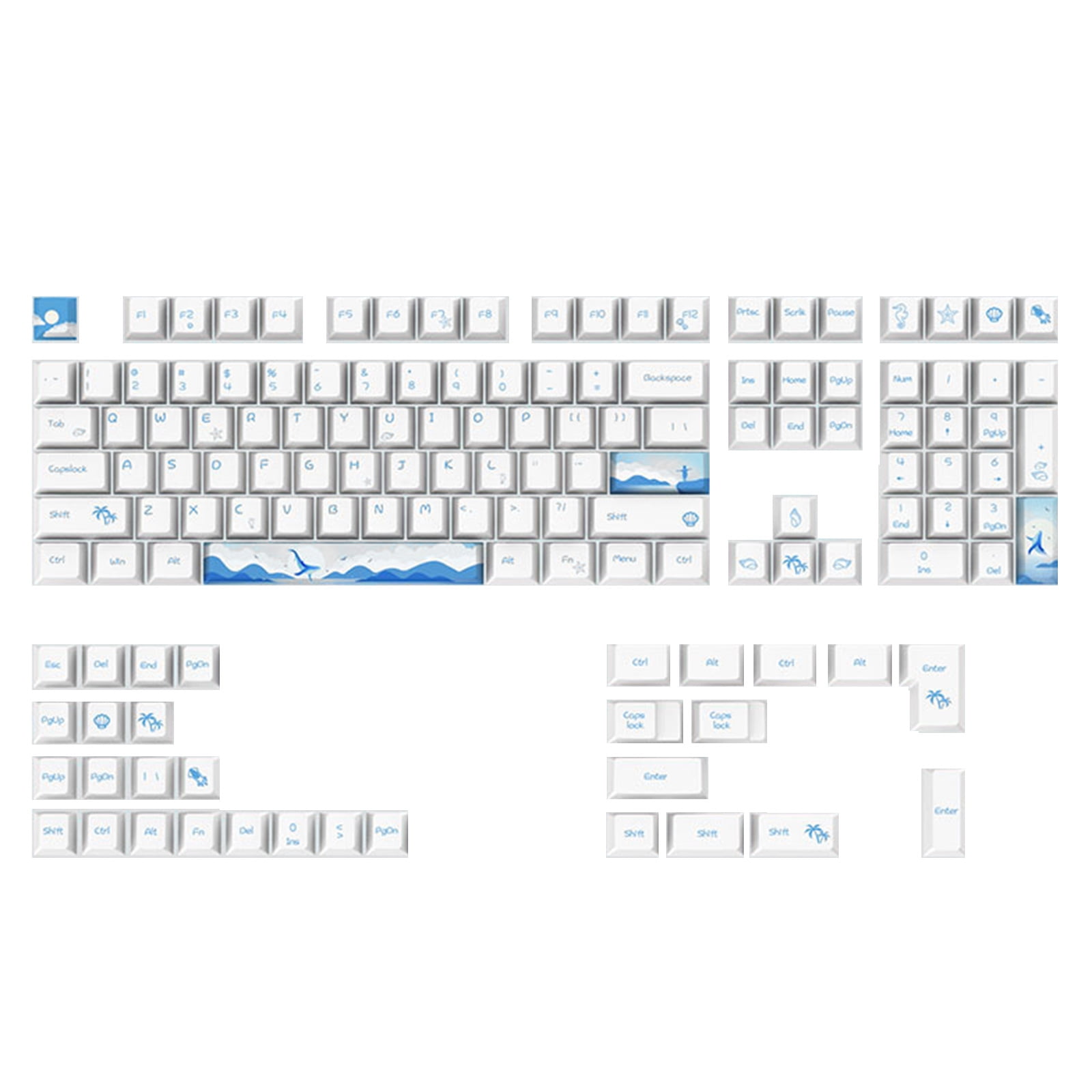 Cherry Profile 108 Keys Keycaps For Gaming Mechanical Keyboard PBT Dye Sub Keycap Dolphin Electronics Game Keyboards
