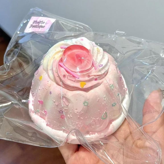Cherry Pudding Squishies, Handmade Slow Rising Squishy, Sensory Balls & Stress Balls, Super Soft Silicone Fidget Cake for Stress Relief, All Adults