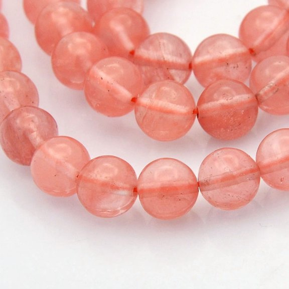 Cherry Quartz Glass Beads Strands Round Coral 8~9mm Hole: 1mm about 45~47pcs/strand 15 inch DIY