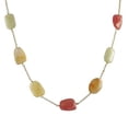 thumbnail image 1 of Cherry Quartz & Light Green Aventurine Semi Precious Faceted Stones with Gold Plated Brass Chain, 18 in., 1 of 1