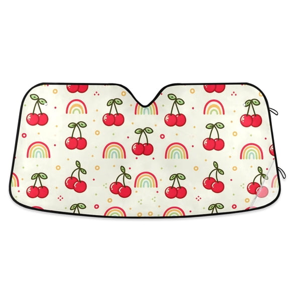 Cherry Rainbow Dots Car Windshield Sun Shade Foldable Car Front Window Visor Heat and UV Protection 53x23.5
