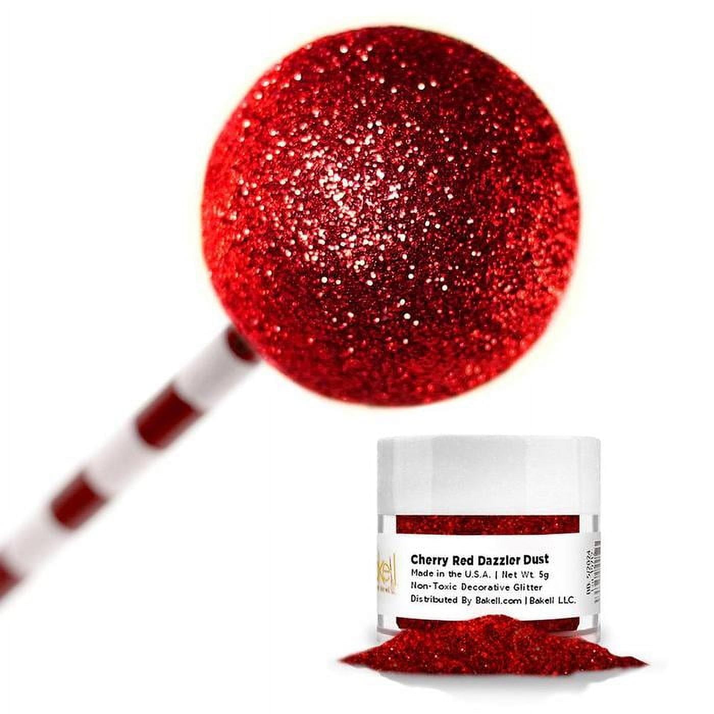 Bakell Non-Toxic Glitter Cherry Dazzler Dust Dessert Sprinkles and Decorations, Red, 5g