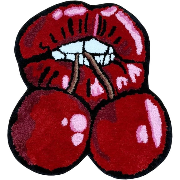 Cherry Red Lips Creative Pattern Rug Non-Slip Unique Decorative Carpet Floor Pad