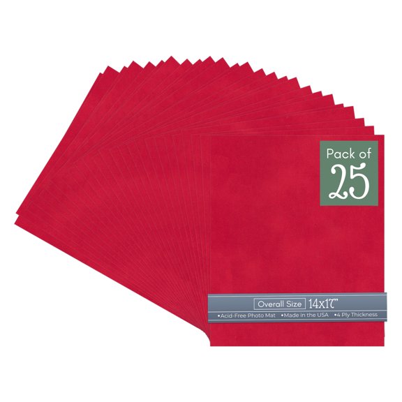 Cherry Red Suede 14x17 Uncut Art Mat Board - No Opening - 25 Mats