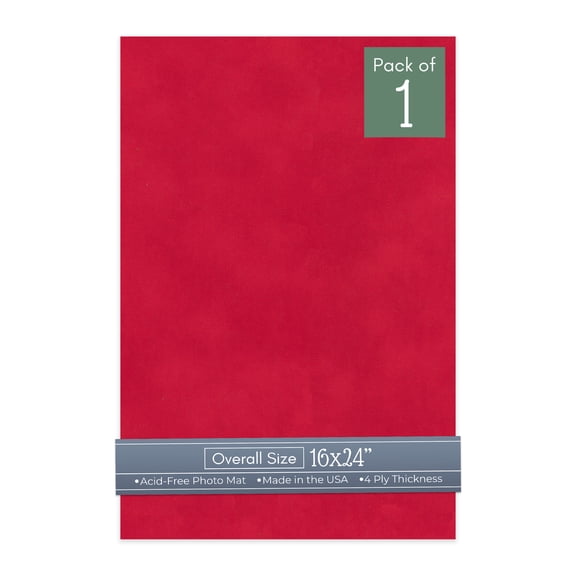 Cherry Red Suede 16x24 Uncut Art Mat Board - No Opening - 1 Mat