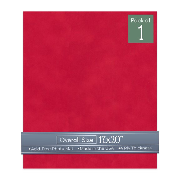 Cherry Red Suede 17x20 Uncut Art Mat Board - No Opening - 1 Mat