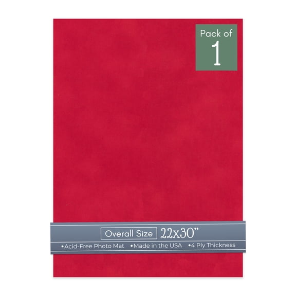 Cherry Red Suede 22x30 Uncut Art Mat Board - No Opening - 1 Mat