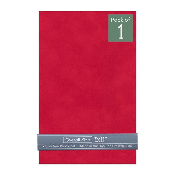 Cherry Red Suede 7x11 Uncut Art Mat Board - No Opening - 1 Mat
