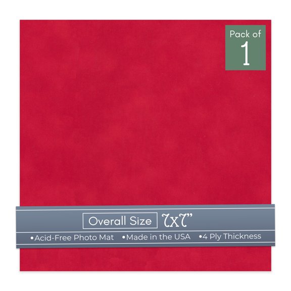 Cherry Red Suede 7x7 Uncut Art Mat Board - No Opening - 1 Mat
