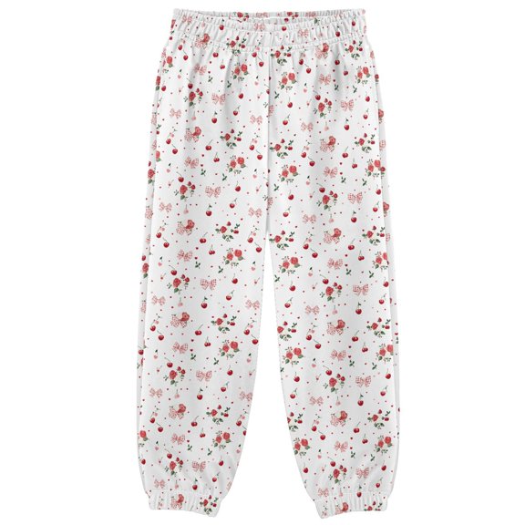 Cherry Rose Bow Boys Pants Kids Casual Sweatpants Joggers Toddler Sports Pants 3-10 Years