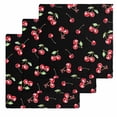 thumbnail image 1 of Cherry Rustic Kitchen Dish Towels for Drying Dishes Set of 3, Spring Summer Tropic Fruit Black Waffle Weave Microfiber Hand Tea Bathroom Towels Quick Dry & Absorbent Towel 12x12, 1 of 7