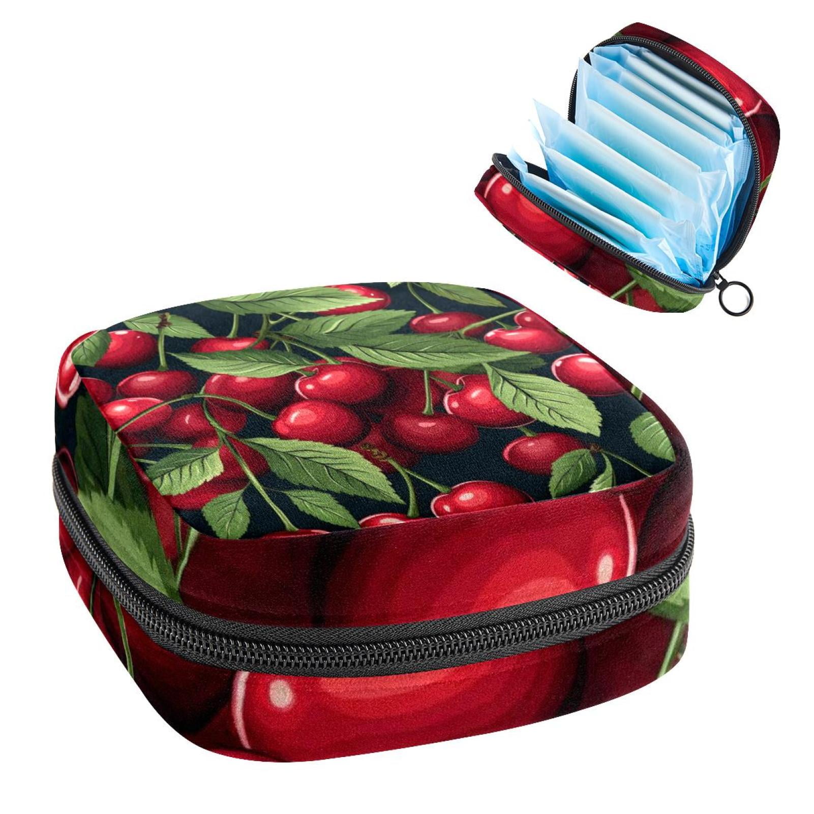 Cherry Sanitary Napkin Bag Period Pouch Travel Organizer Zipper Pouch