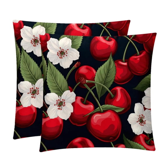 Cherry Set with Unique CoversPatterns - 2 Pack Decorative Pillows for Bed - Includes Pillow Inserts - Available in 16x16, 18x18, 20x20 Inches for Any Occasion