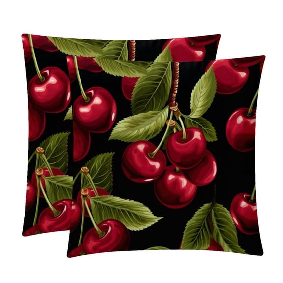 Cherry Set of 2 Velvet Throw Pillow Covers with Unique Patterns in 16x16, 18x18, 20x20 Inches for Throw Pillow Inserts for Various Occasions