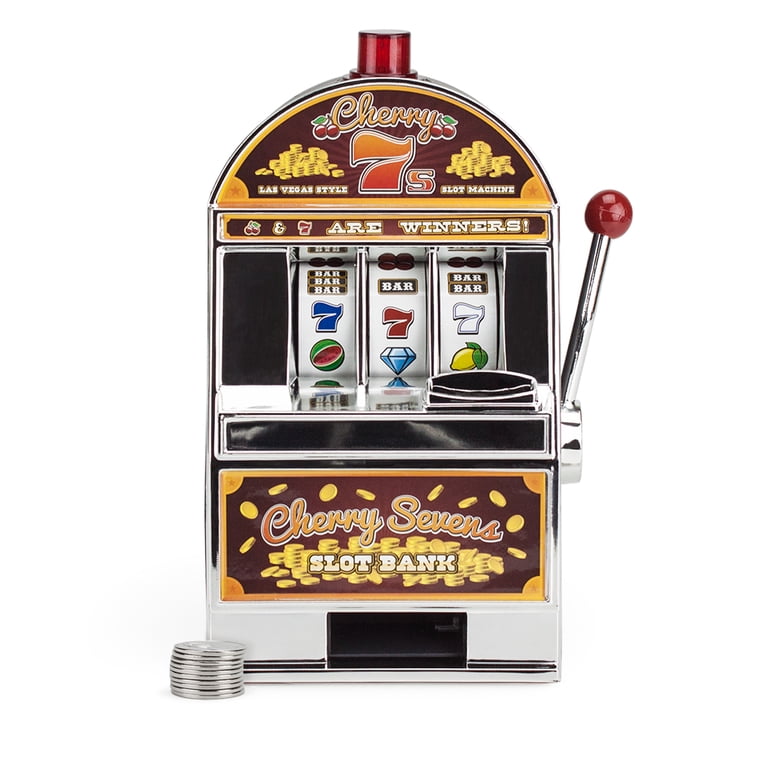 Cherry Sevens Slot Machine Bank with 10 Free Tokens Multi-Colored