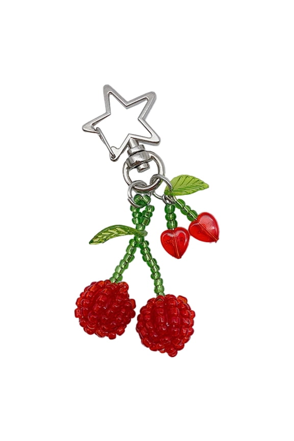 Cherry Shaped Cellphone Strap Colorful Phone Chain Handmade Detachable Phone Lanyard Pendant Keychains for Wallet Bags