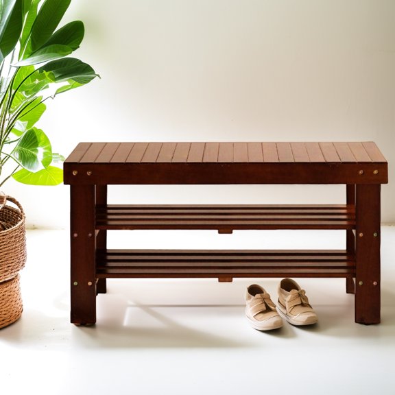 Cherry Shoe Cabinet Bench With Shelf - , 19.84 Lb Weight Solid Finish And Practical, Storage