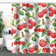 thumbnail image 1 of Cherry Shower Curtain Summer Fruit Shower Curtain with 12 Hooks Cute Aesthetic Pink Floral Green Leaf Fruit Cherry Bathroom Decor Waterproof Fabric Shower Curtain, 72×72 Inch, 1 of 6
