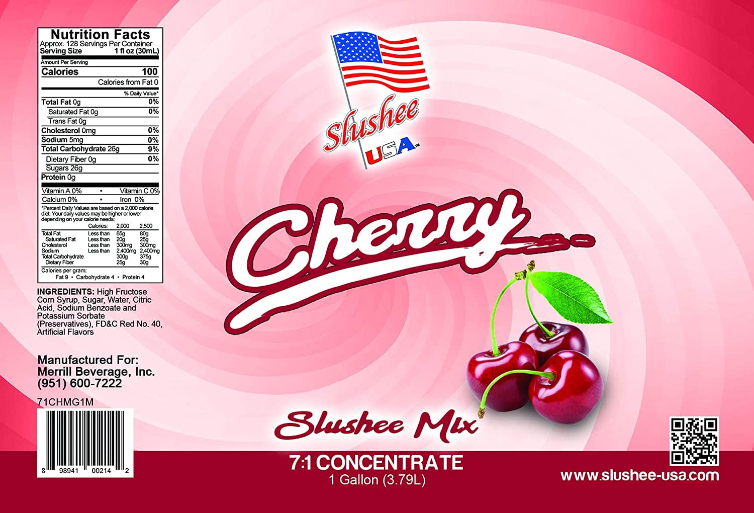 Cherry Slushee Mix Case of 4 x 1 Gallons 512 oz (Yields Approx. 385
