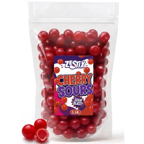 Zestix Cherry Sours Candy, Soft Chewy Sour Balls, 1 lb