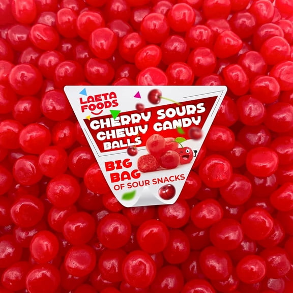 Cherry Sours Chewy Balls Candy (2 Pound Bag)