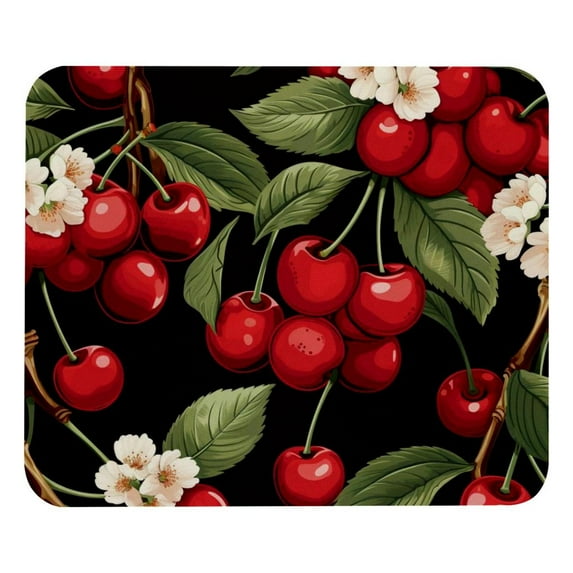 Cherry Square Non-Slip Rubber Bottom Printed Desk Mat Mousepad for Office and Gaming - 8.3x9.8 Inch