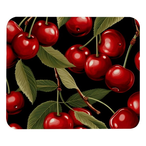Cherry Square Printed Desk Mat Gaming Mouse Pad Non-Slip Rubber Bottom 8.3x9.8 Inch - Suitable for Office and Gaming