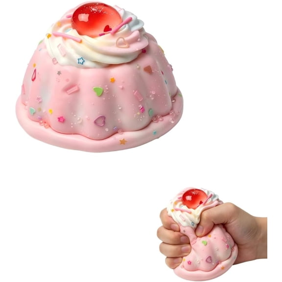 Cherry Squishy Pudding Dessert Model, Slow Rising Squeeze Food Grade Silicone Replica for Office Workspace Counter Decor, Adults(xxw)