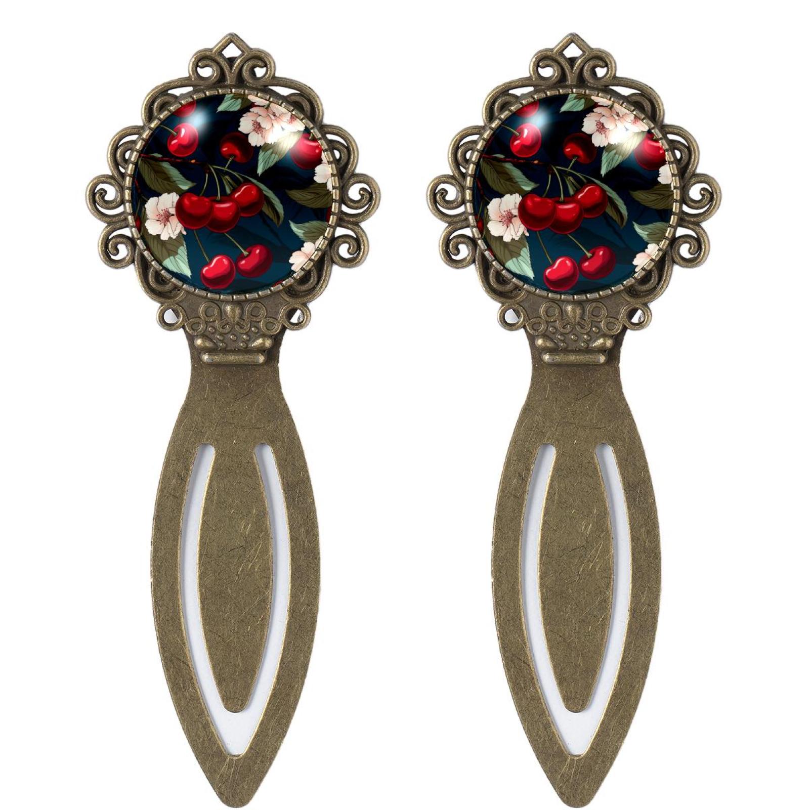 Cherry Stainless Steel Vintage CopperColored Lace Bookmarks Set 2