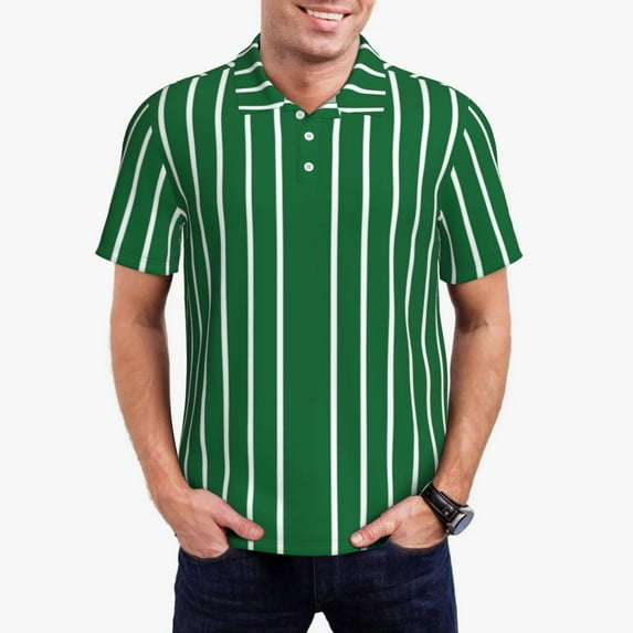 Cherry Striped Casual T-Shirts Vertical Stripes Polo Shirts Mens Trending Shirt Day Short