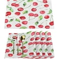 thumbnail image 1 of Cherry Summer Placemats Set of 6 Rectangle Table Mats Washable Heat-Resistant Place Mat for Kitchen Dining Table Decor Indoor Outdoor, 1 of 5