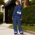 thumbnail image 1 of Cherry Sweat Set for Women Cherry Sweatpants Set for Women Women's 2 Piece Outfits Cherry Trim Print Hoodie Sweatsuit Sets Oversized Sweatshirt Wide Leg Sweatpants With Pockets, Navy-S, 1 of 6