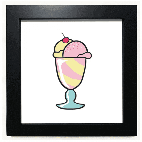 Cherry Sweet cup ice cream Black Square Frame Picture Wall Tabletop