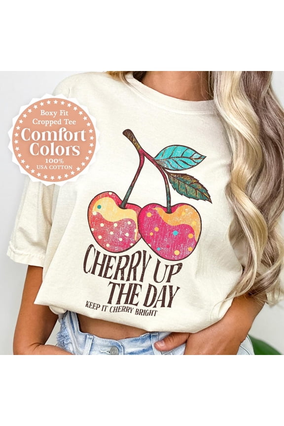 Cherry T-Shirt Cute Retro Vintage Cherry Shirt Summer Tee Shirts Cherry Positive Saying Tee Trendy Fruit Shirt Cherries